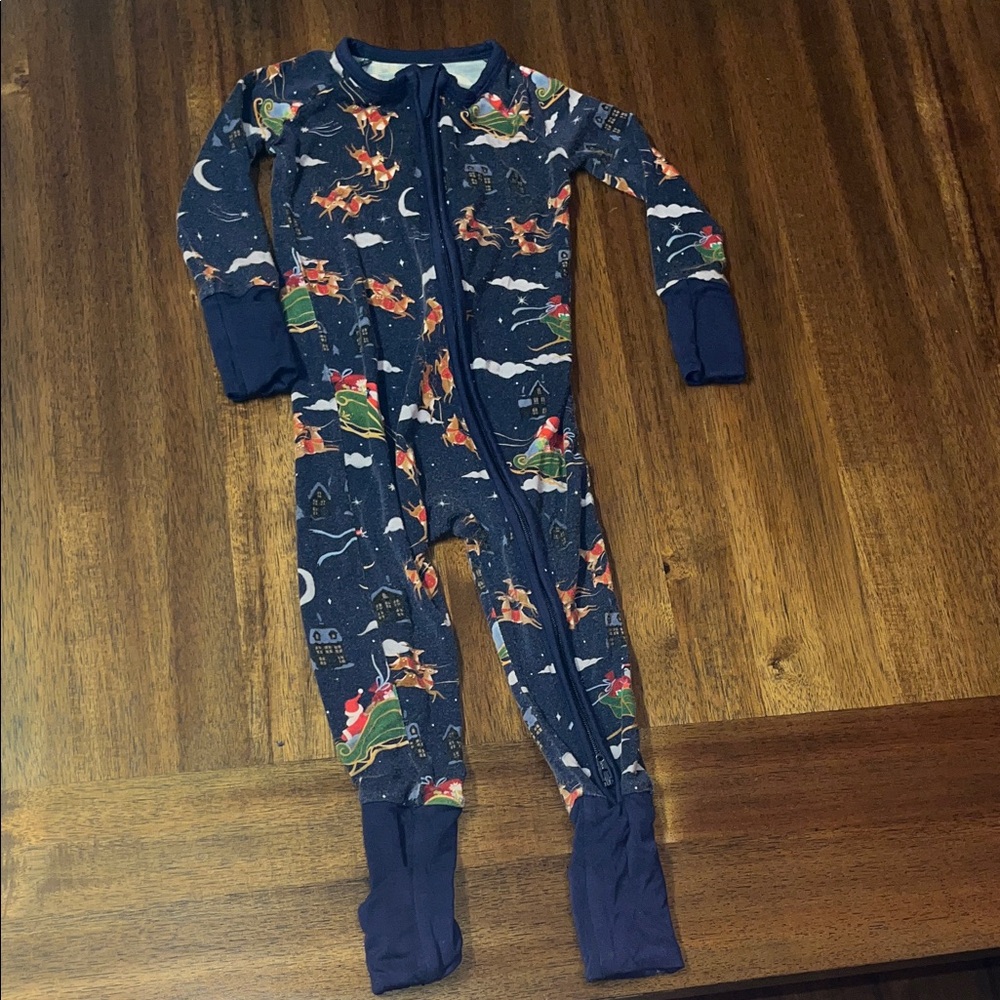 Little Sleepies 6-12m Navy Santa One Piece Christmas